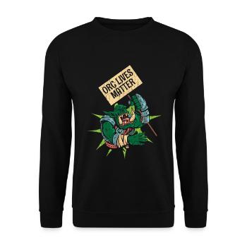 Orc Lives Matter - Unisex Pullover - Schwarz - Vorne - Alina (178cm) & Michal (187cm)