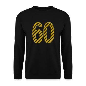 60. 60 JAHRE. 60-JÄHRIGES JUBILÄUM. 60. GEBURTSTAG. - Unisex Pullover - Schwarz - Vorne - Alina (178cm) & Michal (187cm)