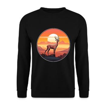 Impala Buntes Aquarell Cartoon Kawaii Tier - Unisex Pullover - Schwarz - Vorne - Alina (178cm) & Michal (187cm)