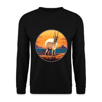 Oryx Buntes Aquarell Cartoon Kawaii Tier - Unisex Pullover - Schwarz - Vorne - Alina (178cm) & Michal (187cm)
