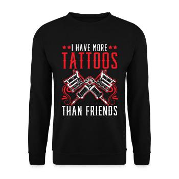 Ich habe mehr Tattoos als Freunde Tätowierung Tatt - Unisex Pullover - Schwarz - Vorne - Alina (178cm) & Michal (187cm)