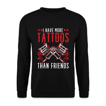 Ich habe mehr Tattoos als Freunde Tätowierung Tatt - Unisex Pullover - Schwarz - Vorne - Alina (178cm) & Michal (187cm)