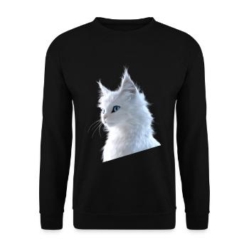 Angora Katze Weiße Angorakatze Süße Angora Katzen - Unisex Pullover - Schwarz - Vorne - Alina (178cm) & Michal (187cm)