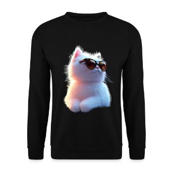Angora Katze Weiße Angorakatze Süße Angora Katzen - Unisex Pullover - Schwarz - Vorne - Alina (178cm) & Michal (187cm)