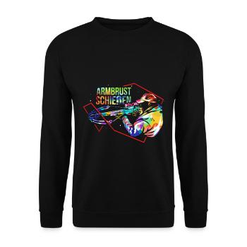 Präziser Armbrustschütze Mittelalter - Unisex Pullover - Schwarz - Vorne - Alina (178cm) & Michal (187cm)