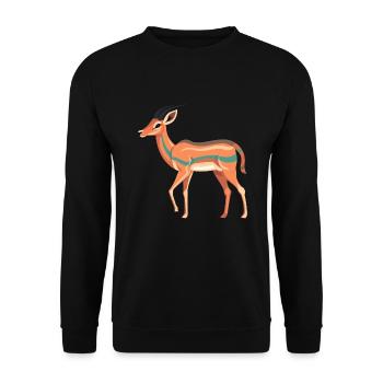 Impala Buntes Aquarell Cartoon Kawaii Tier - Unisex Pullover - Schwarz - Vorne - Alina (178cm) & Michal (187cm)