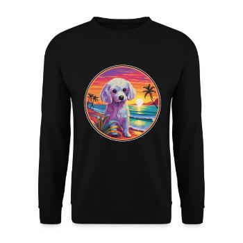 Stichelhaar Hunderasse Bunte Karikatur Aquarell - Unisex Pullover - Schwarz - Vorne - Alina (178cm) & Michal (187cm)
