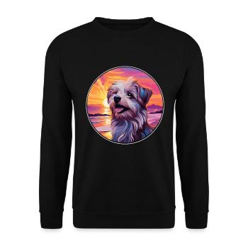 Pyrenäen-Schäferhund-Rasse buntes Karikatur-Wasser - Unisex Pullover - Schwarz - Vorne - Alina (178cm) & Michal (187cm)