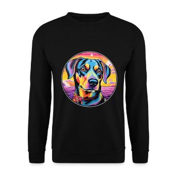 Moskauer Wachhund Rasse Bunte Karikatur Waterco - Unisex Pullover - Schwarz - Vorne - Alina (178cm) & Michal (187cm)
