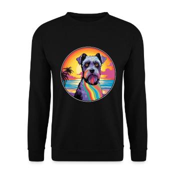 Mittelschnauze Hunderasse Bunte Karikatur Watercol - Unisex Pullover - Schwarz - Vorne - Alina (178cm) & Michal (187cm)