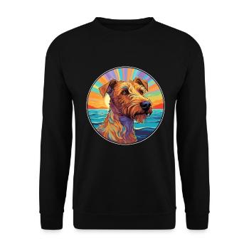 Irish Terrier Hunderasse Bunte Karikatur Watercolo - Unisex Pullover - Schwarz - Vorne - Alina (178cm) & Michal (187cm)