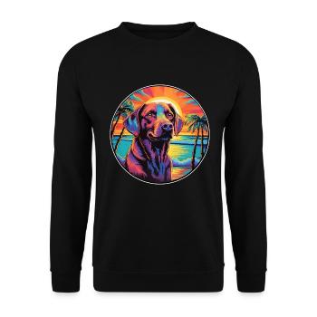 Indische Pariahundrasse Bunte Karikatur Watercolo - Unisex Pullover - Schwarz - Vorne - Alina (178cm) & Michal (187cm)