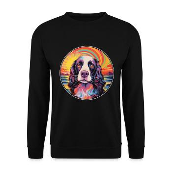 English Springer Spaniel Hunderasse Bunt Cartoo - Unisex Pullover - Schwarz - Vorne - Alina (178cm) & Michal (187cm)