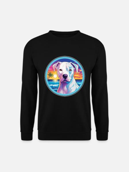 Dogo Argentino Hunderasse Bunte Karikatur Watercol - Unisex Pullover - Schwarz