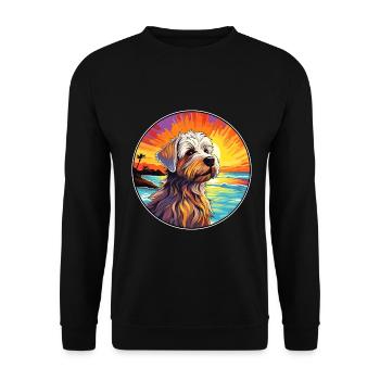 Cao de Seo Miguel Hunderasse Bunte Karikatur Wasser - Unisex Pullover - Schwarz - Vorne - Alina (178cm) & Michal (187cm)