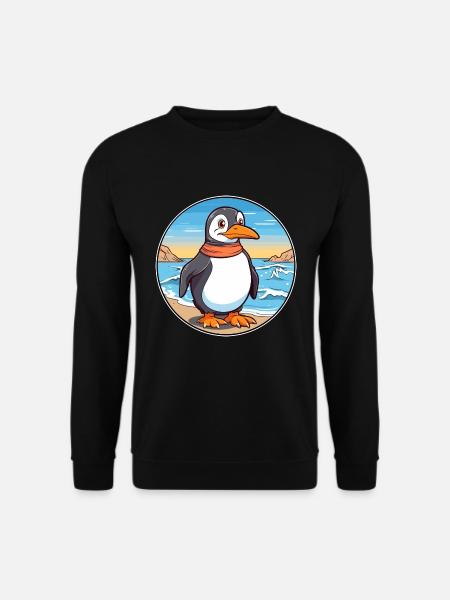 Pinguin Aquarell Cartoon Kawaii Clipart Tier - Unisex Pullover - Schwarz