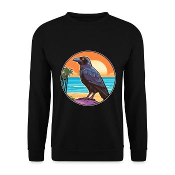 Krähe Aquarell Cartoon Kawaii Clipart Tier - Unisex Pullover - Schwarz - Vorne - Alina (178cm) & Michal (187cm)