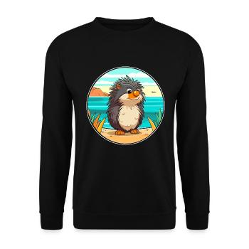 Stachelschwein Aquarell Karikatur Kawaii Clipart Tier - Unisex Pullover - Schwarz - Vorne - Alina (178cm) & Michal (187cm)