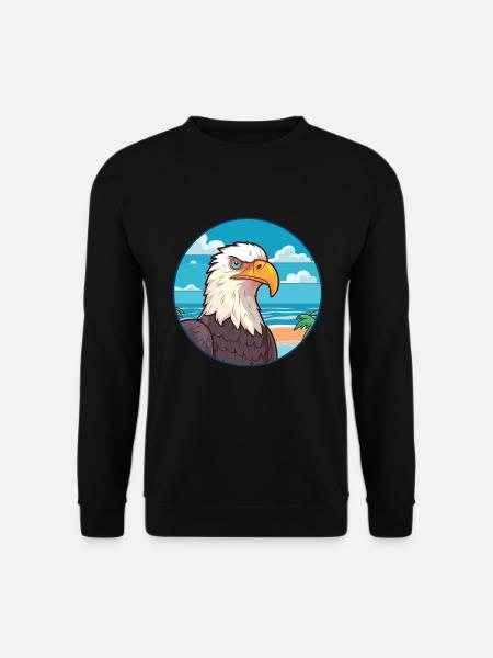Weißkopfseeadler Aquarell Karikatur Kawaii Clipart Haustier - Unisex Pullover - Schwarz