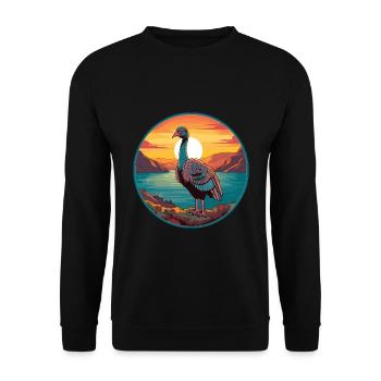 Truthahn Haustier Bunte Aquarell-Karikatur Kawaii Haustier - Unisex Pullover - Schwarz - Vorne - Alina (178cm) & Michal (187cm)