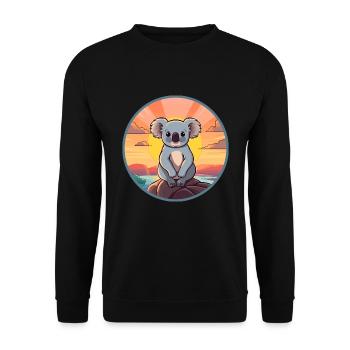 Koala Buntes Aquarell Cartoon Kawaii Tier - Unisex Pullover - Schwarz - Vorne - Alina (178cm) & Michal (187cm)