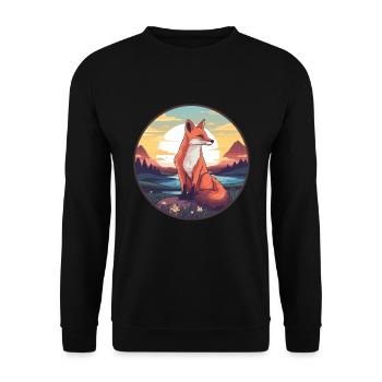 Gelehrter Fuchs Buntes Aquarell Cartoon Kawaii Haustier - Unisex Pullover - Schwarz - Vorne - Alina (178cm) & Michal (187cm)