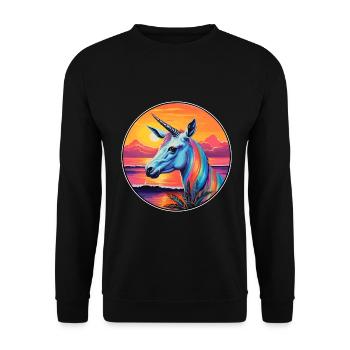 Oryx Buntes Aquarell Cartoon Kawaii Tier - Unisex Pullover - Schwarz - Vorne - Alina (178cm) & Michal (187cm)