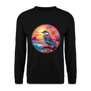 Sperling Buntes Aquarell Cartoon Kawaii Tier - Unisex Pullover - Schwarz - Vorne - Alina (178cm) & Michal (187cm)