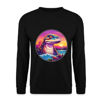 Anakonda Buntes Aquarell Cartoon Kawaii Tier - Unisex Pullover - Schwarz - Vorne - Alina (178cm) & Michal (187cm)