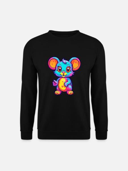 Maus buntes Aquarell Cartoon Kawaii Tier - Unisex Pullover - Schwarz