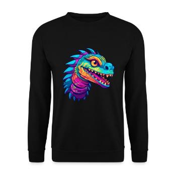 Basilisk Buntes Aquarell Cartoon Kawaii Tier - Unisex Pullover - Schwarz - Vorne - Alina (178cm) & Michal (187cm)