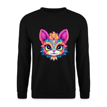Singapura Katze Rasse Aquarell Karikatur Kawaii Haustier - Unisex Pullover - Schwarz - Vorne - Alina (178cm) & Michal (187cm)