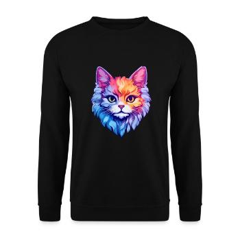 Selkirk Rex Katze Rasse Aquarell Cartoon Kawaii - Unisex Pullover - Schwarz - Vorne - Alina (178cm) & Michal (187cm)
