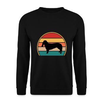 Basset Bleu De Gascogne Hundesilhouette Retro Sun - Unisex Pullover - Schwarz - Vorne - Alina (178cm) & Michal (187cm)