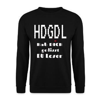 HDGDL Hab dich ganz doll lieb ;) - Unisex Pullover - Schwarz - Vorne - Alina (178cm) & Michal (187cm)