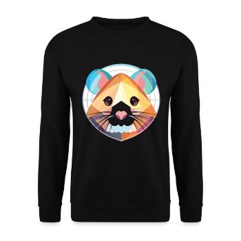 Bunte Aquarell-Tierillustration des Hamsters - Unisex Pullover - Schwarz - Vorne - Alina (178cm) & Michal (187cm)
