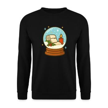 Weihnachts Schneekugel Cozy Design - Unisex Pullover - Schwarz - Vorne - Alina (178cm) & Michal (187cm)