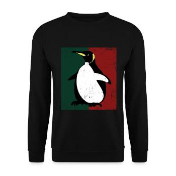 Waghalsiger Pinguin Wellenreiter - Unisex Pullover - Schwarz - Vorne - Alina (178cm) & Michal (187cm)