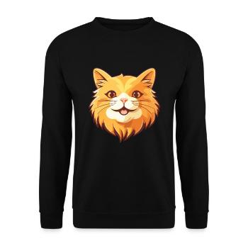 Ingwer Langhaar Katze Karikatur Aquarell Clipart - Unisex Pullover - Schwarz - Vorne - Alina (178cm) & Michal (187cm)