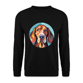 Hannover Hund Rasse Aquarell Illustration - Unisex Pullover - Schwarz - Vorne - Alina (178cm) & Michal (187cm)