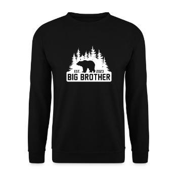 Großer Bruder 2023 Bär Bro - Unisex Pullover - Schwarz - Vorne - Alina (178cm) & Michal (187cm)