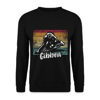 Geschmeidiger Gibbon Baumkronen - Unisex Pullover - Schwarz - Vorne - Alina (178cm) & Michal (187cm)