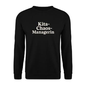 Kita Chaos Managerin (hellbeige) - Unisex Pullover - Schwarz - Vorne - Alina (178cm) & Michal (187cm)