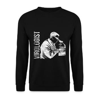 Scharfsinniger Virologe Mikroskop - Unisex Pullover - Schwarz - Vorne - Alina (178cm) & Michal (187cm)