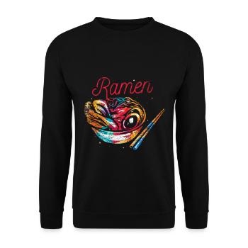 Verführerische Ramen Nudelsuppe - Unisex Pullover - Schwarz - Vorne - Alina (178cm) & Michal (187cm)
