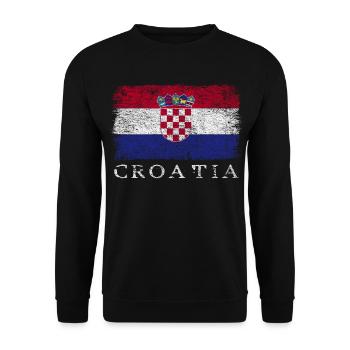 Kroatien Kroatische Flagge Kroatienflagge - Unisex Pullover - Schwarz - Vorne - Alina (178cm) & Michal (187cm)