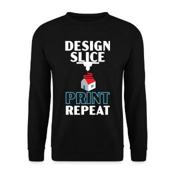 Design Slice Druck Wiederholung Machinist 3D Druck - Unisex Pullover - Schwarz - Vorne - Alina (178cm) & Michal (187cm)