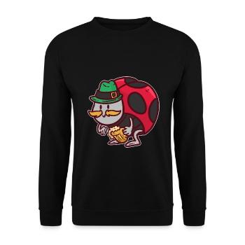 Gepunkteter Marienkäfer Glücksbringer - Unisex Pullover - Schwarz - Vorne - Alina (178cm) & Michal (187cm)