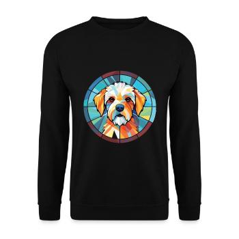 Französischer dreifarbiger Hundehund Rasse Aquarellglas - Unisex Pullover - Schwarz - Vorne - Alina (178cm) & Michal (187cm)