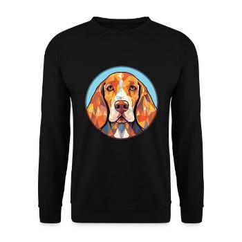 Amerikanisch Englisch Coonhound Hunderasse Aquarell - Unisex Pullover - Schwarz - Vorne - Alina (178cm) & Michal (187cm)